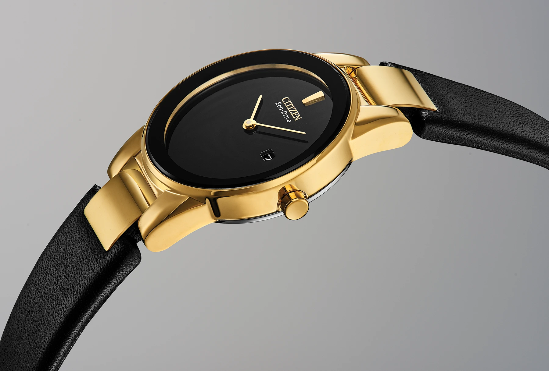 Citizen Axiom Ladies Eco-Drive Gold Black Dial Watch | CITIZEN